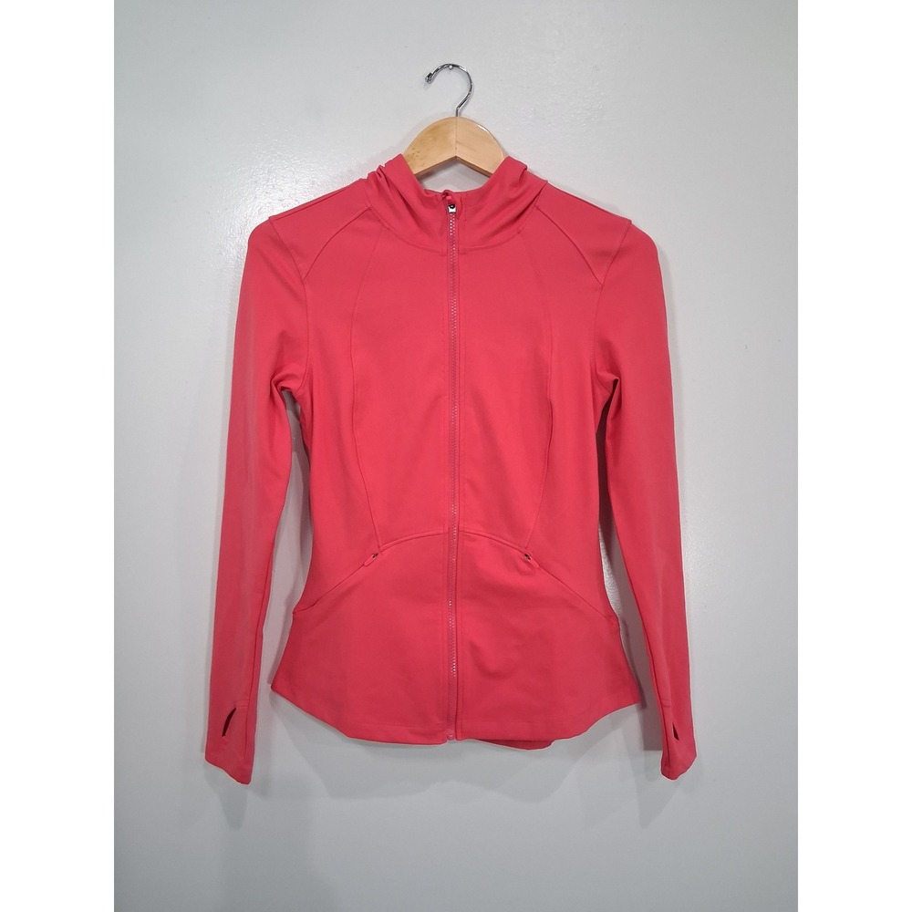 Spyder Active Womens Coral Pink Full Zip Hooded Jacket Thumbholes Size S SP882R3
